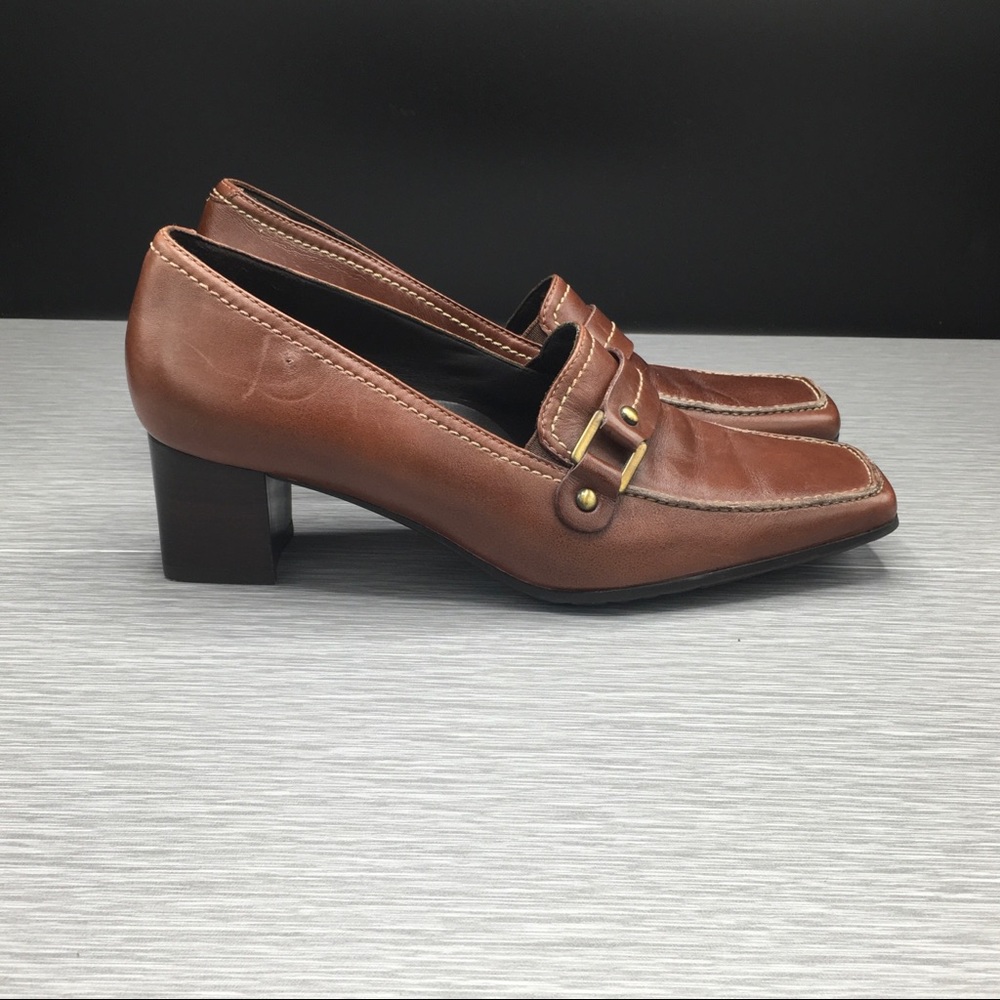 ECCO US Size 7-7.5 M EUR 38 Brown Leather Heels